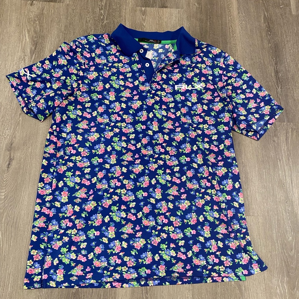 Floral Blue Polo Shirt